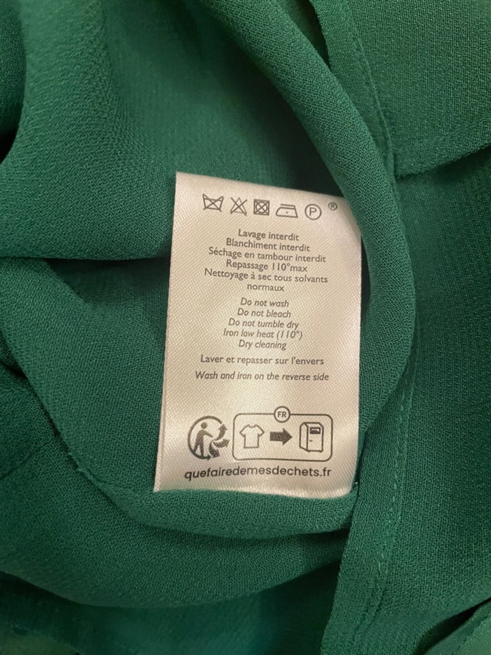 Sezane Emerald Green Polka Dot Jacquard 100% Silk Strappy Dress size 36 - Picture 4 of 5
